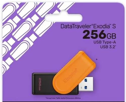 KINGSTON 256GB DTXS/256GB Exodia S KINGSTON BLACK+ORANGE USB BELLEK